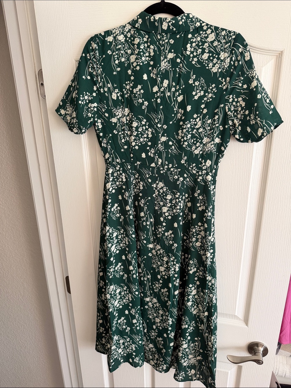 Medium Green Floral Wrap Dress - Women's Short Sleeve - Picture 2 of 2